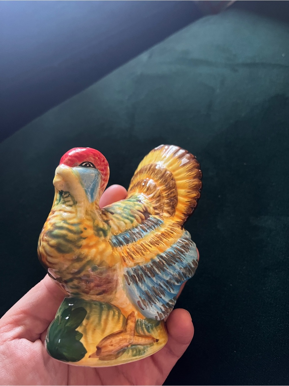 Hand-Painted Multicolor Ceramic Turkey Figurine - Holiday Table Accent